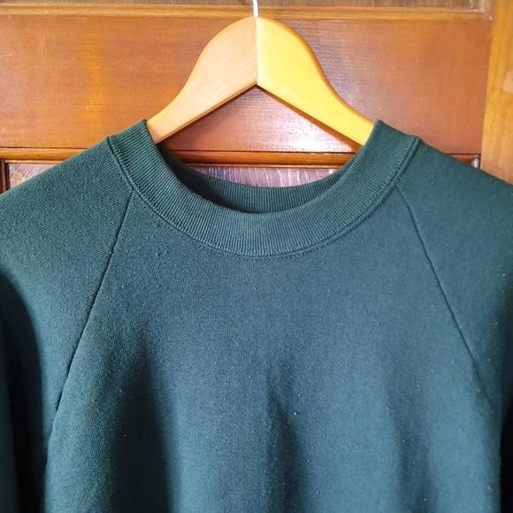 Vintage Fruit of the Loom forest green raglan sleeve crewneck sweatshirt size XL - Picture 4 of 7